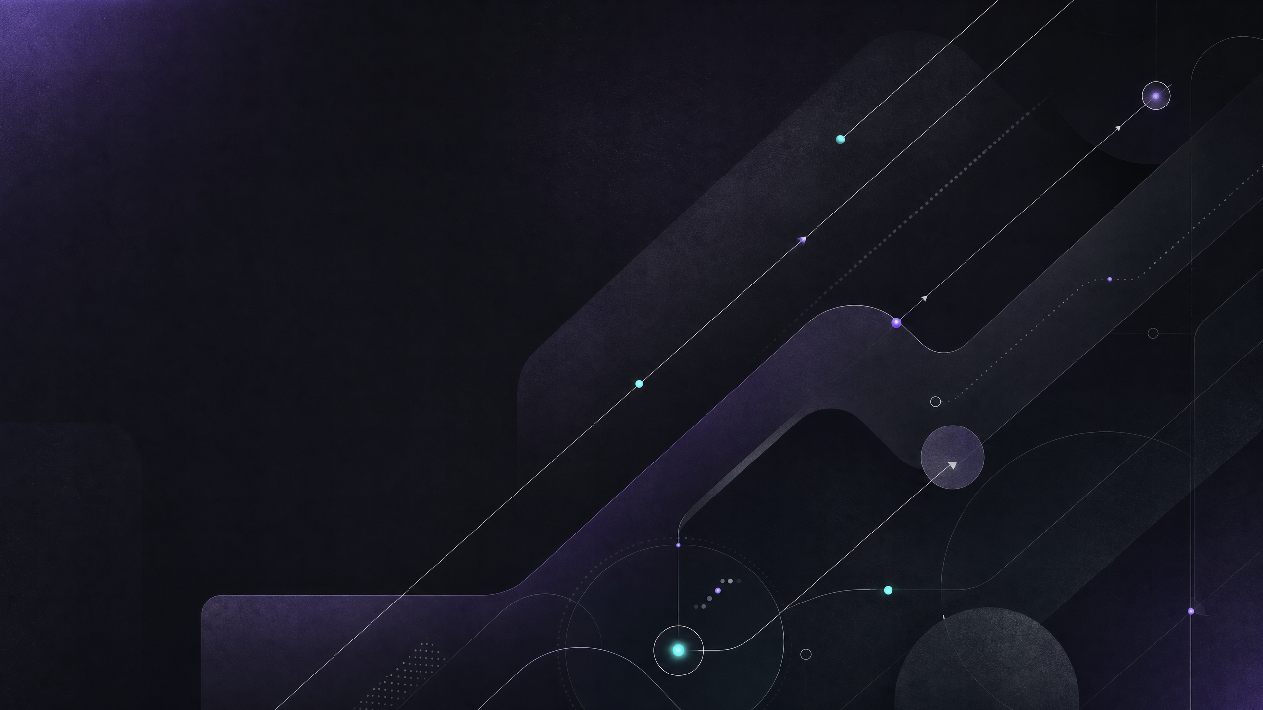 Abstract dark operating map with connected growth-system paths